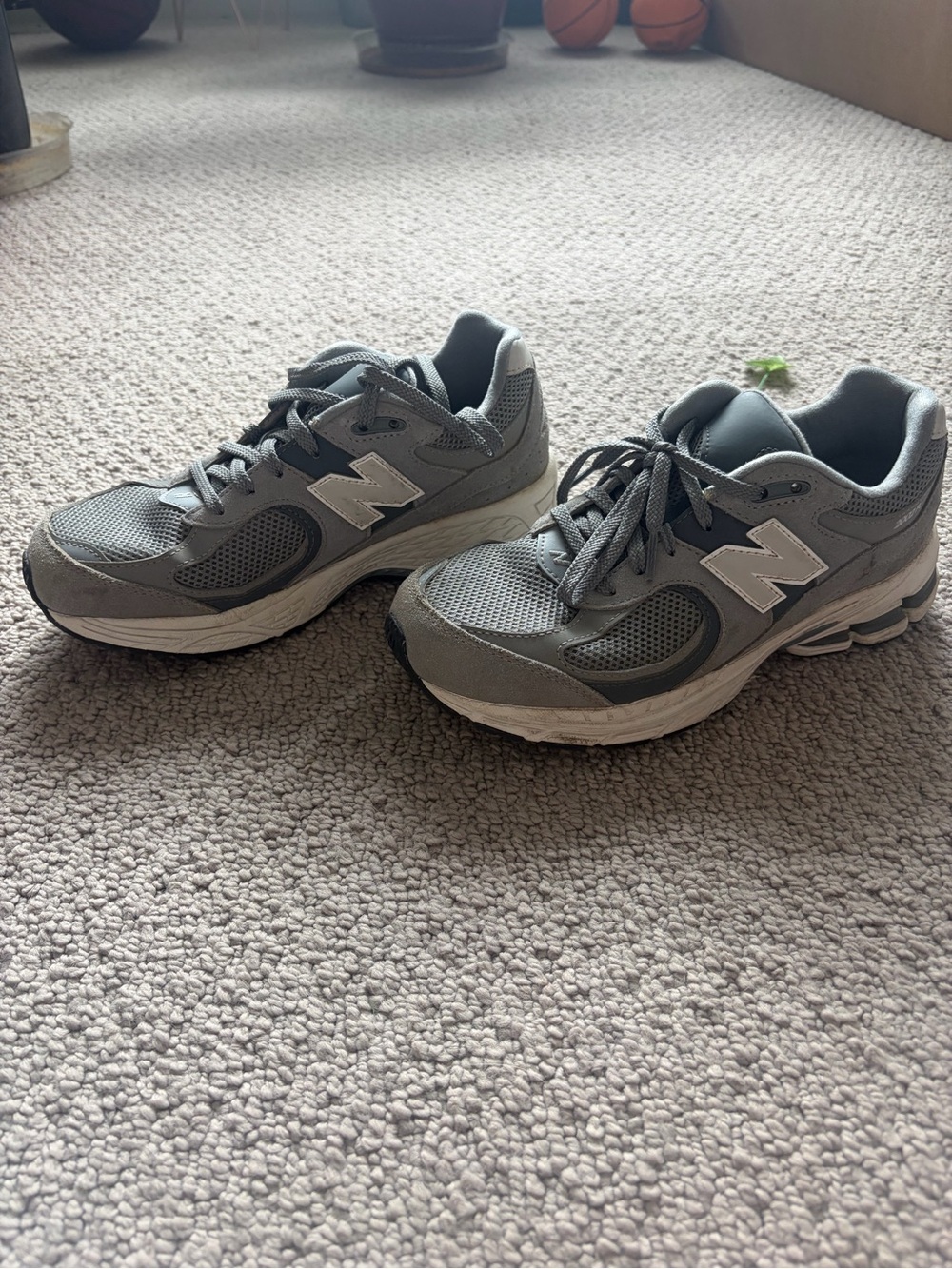 New Balance Gray Mesh & Suede Running Sneakers